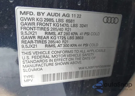 2023 Audi Q7 Premium Plus 55 Tfsi Quattro Tiptronic from USA, damaged, VIN WA1LXBF73PD008356